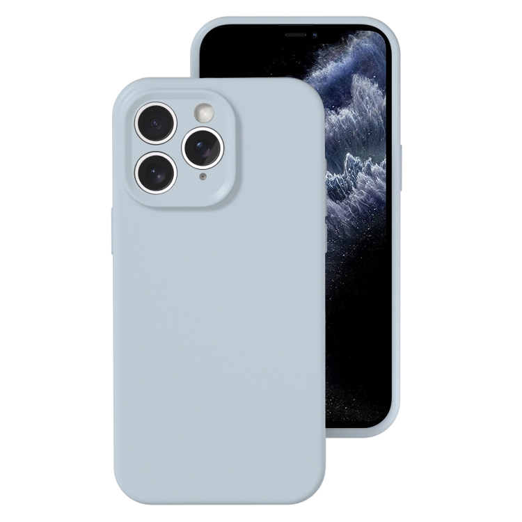 

For iPhone 11 Pro Max Precise Hole Liquid Silicone Jelly Color Full Coverage Phone Case(Haze Blue)