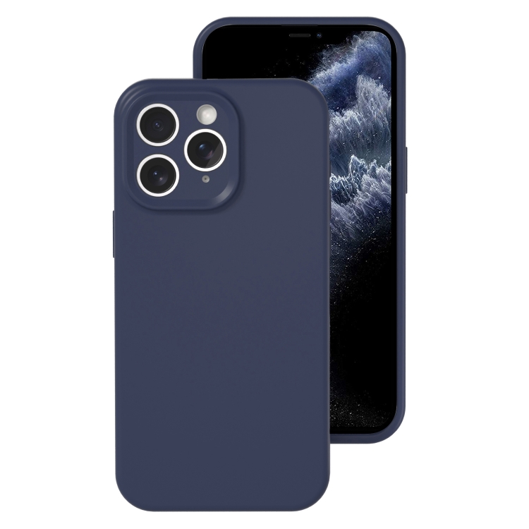 

For iPhone 11 Pro Max Precise Hole Liquid Silicone Jelly Color Full Coverage Phone Case(Midnight Blue)