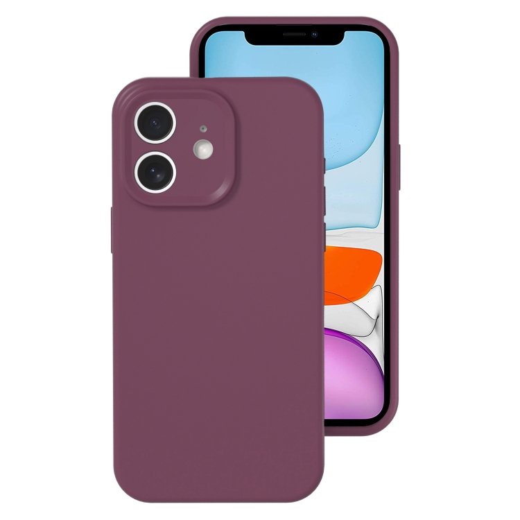 

For iPhone 11 Precise Hole Liquid Silicone Jelly Color Full Coverage Phone Case(Plum Colored)