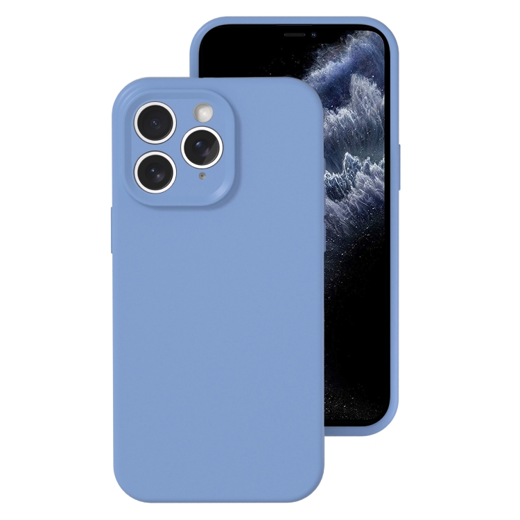 

For iPhone 11 Pro Precise Hole Liquid Silicone Jelly Color Full Coverage Phone Case(Thin Fog Blue)