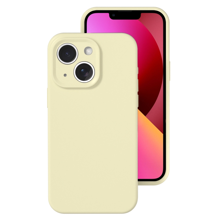 

For iPhone 13 Precise Hole Liquid Silicone Jelly Color Full Coverage Phone Case(Milk Yellow)