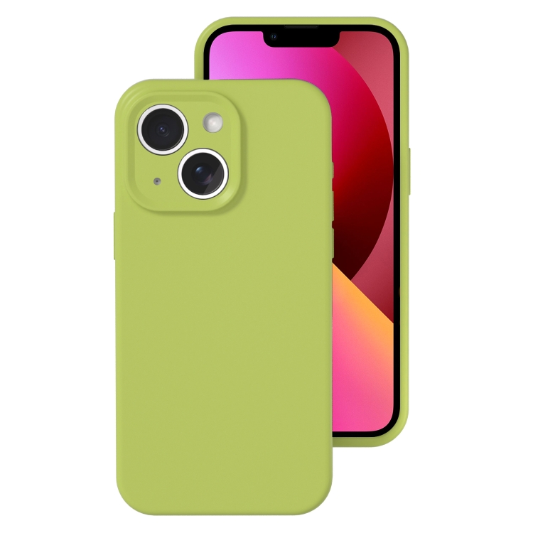 

For iPhone 13 Precise Hole Liquid Silicone Jelly Color Full Coverage Phone Case(Willow Green)
