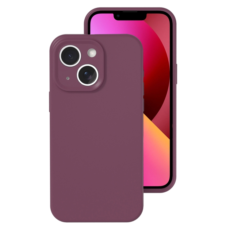 

For iPhone 13 Precise Hole Liquid Silicone Jelly Color Full Coverage Phone Case(Plum Colored)