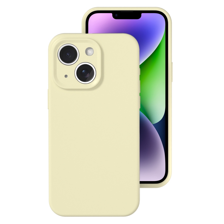 

For iPhone 14 Precise Hole Liquid Silicone Jelly Color Full Coverage Phone Case(Milk Yellow)