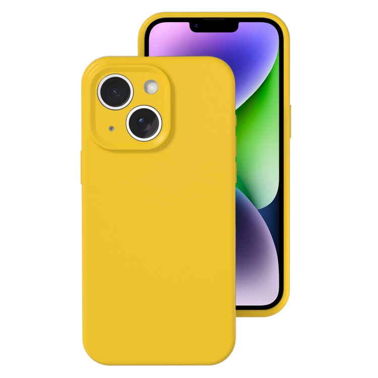 

For iPhone 14 Precise Hole Liquid Silicone Jelly Color Full Coverage Phone Case(Sunflower Color)