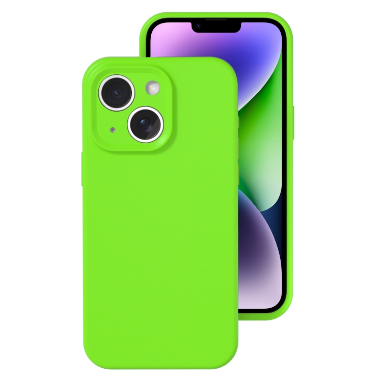 

For iPhone 14 Precise Hole Liquid Silicone Jelly Color Full Coverage Phone Case(Fluorescent Green)