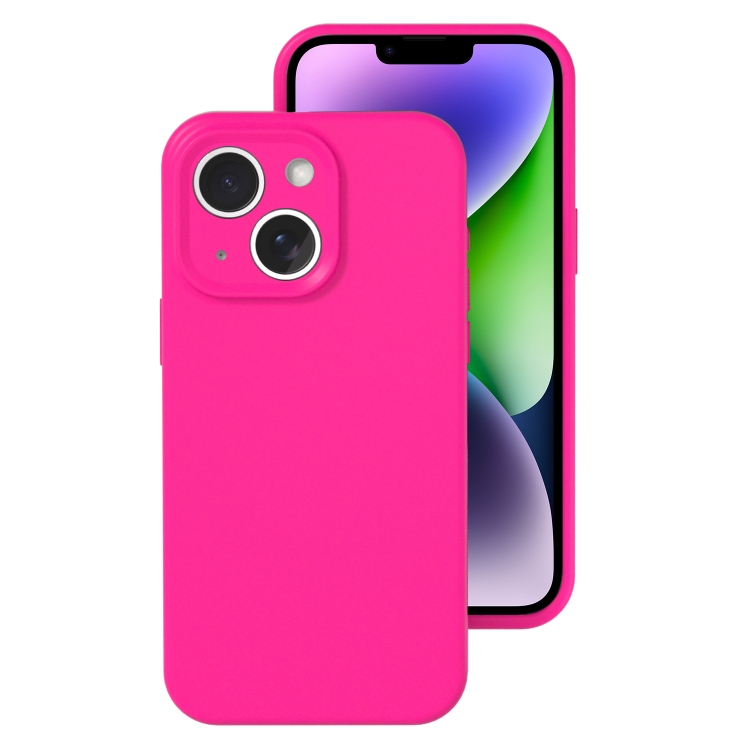 

For iPhone 14 Precise Hole Liquid Silicone Jelly Color Full Coverage Phone Case(Brilliant Pink)