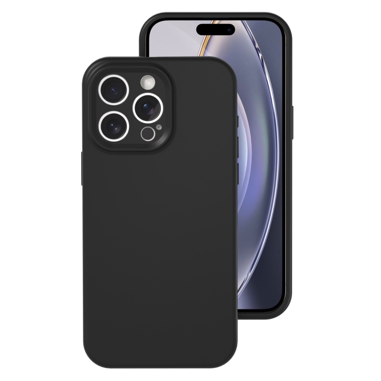 

For iPhone 16 Pro Precise Hole Liquid Silicone Jelly Color Full Coverage Phone Case(Black)