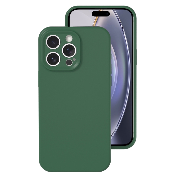 

For iPhone 16 Pro Precise Hole Liquid Silicone Jelly Color Full Coverage Phone Case(Moss Green)
