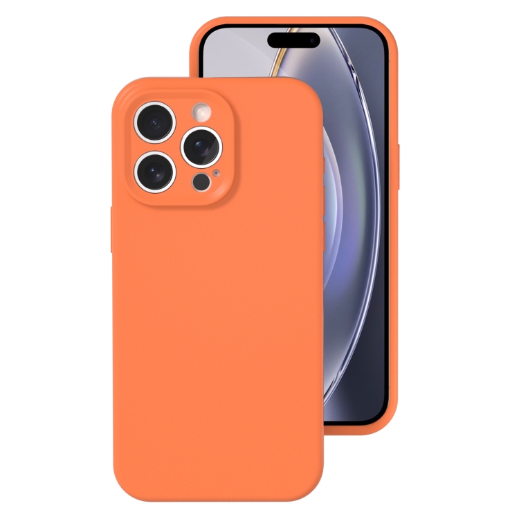 

For iPhone 16 Pro Precise Hole Liquid Silicone Jelly Color Full Coverage Phone Case(Sugar Orange Color)