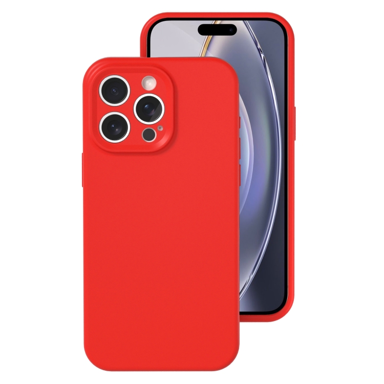 

For iPhone 16 Pro Precise Hole Liquid Silicone Jelly Color Full Coverage Phone Case(The Chinese Red)