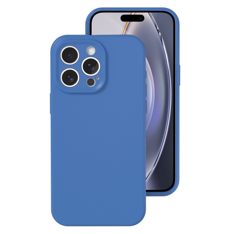 

For iPhone 16 Pro Precise Hole Liquid Silicone Jelly Color Full Coverage Phone Case(Navy Blue)