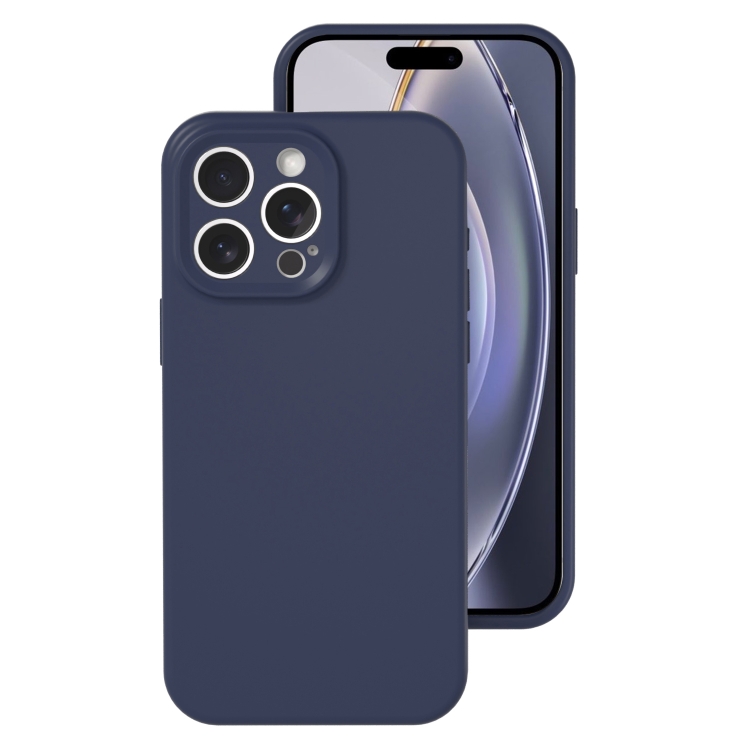 

For iPhone 16 Pro Precise Hole Liquid Silicone Jelly Color Full Coverage Phone Case(Midnight Blue)
