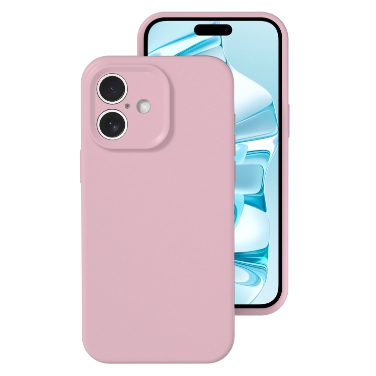 

For iPhone 16 Plus Precise Hole Liquid Silicone Jelly Color Full Coverage Phone Case(Sand Pink)