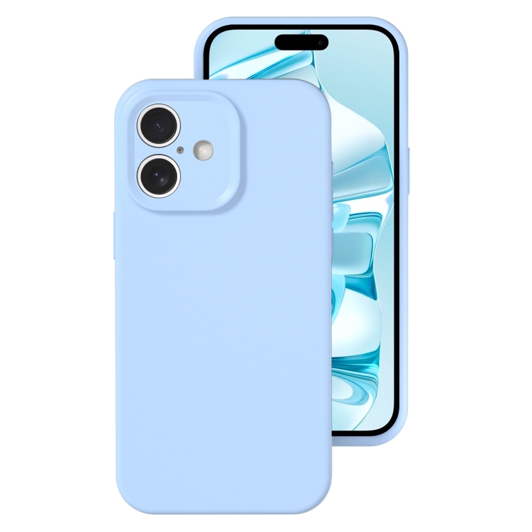 

For iPhone 16 Plus Precise Hole Liquid Silicone Jelly Color Full Coverage Phone Case(Sky Blue)