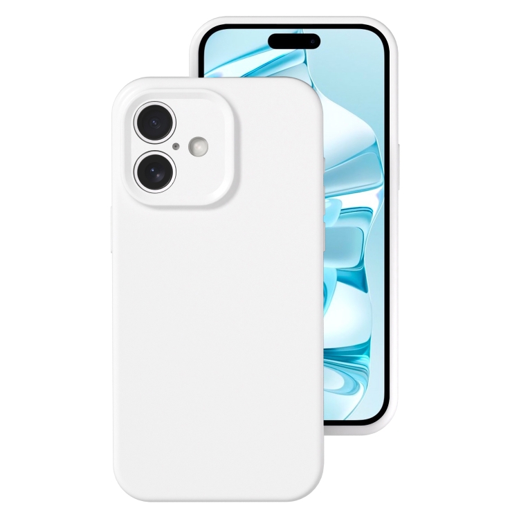 

For iPhone 16 Precise Hole Liquid Silicone Jelly Color Full Coverage Phone Case(White)