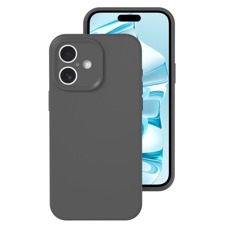 

For iPhone 16 Precise Hole Liquid Silicone Jelly Color Full Coverage Phone Case(Carbon Gray)