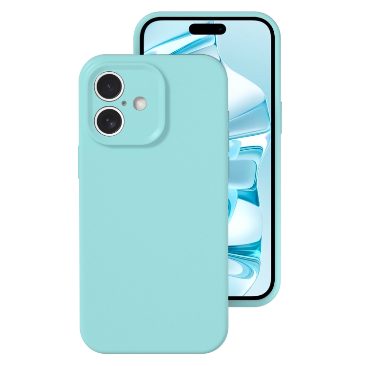 

For iPhone 16 Precise Hole Liquid Silicone Jelly Color Full Coverage Phone Case(Glacier Blue)