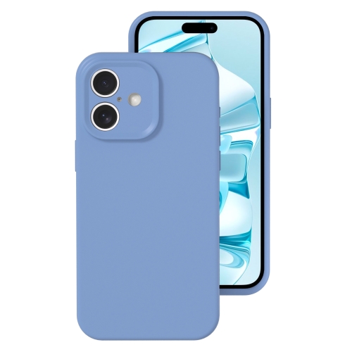 

For iPhone 16 Precise Hole Liquid Silicone Jelly Color Full Coverage Phone Case(Thin Fog Blue)