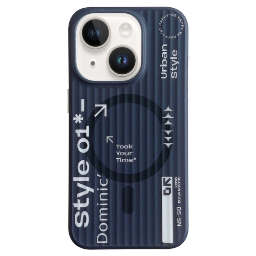 

For iPhone 13 Striped Skin Feel Magnetic Magsafe Phone Case(Black)