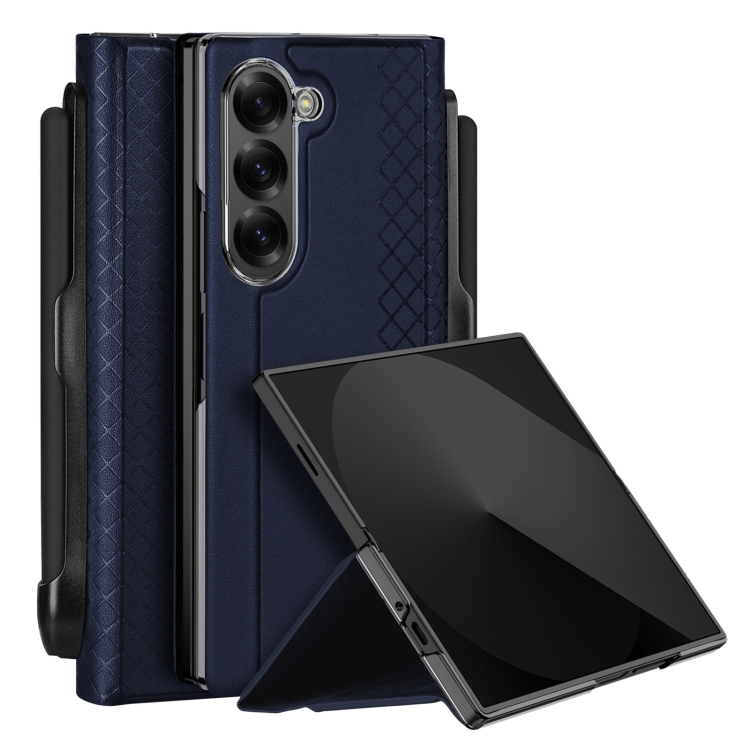

For Samsung Galaxy Z Fold6 DUX DUCIS Bril Series PU + TPU Phone Case with Pen Slot(Blue)