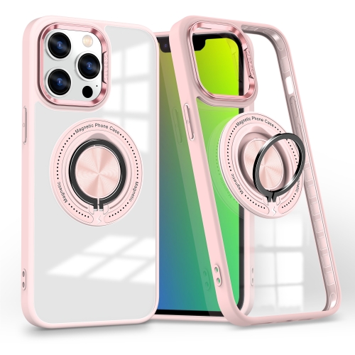 

For iPhone 15 Pro Max Magnetic Rotating Ring Holder Phone Case(Pink)