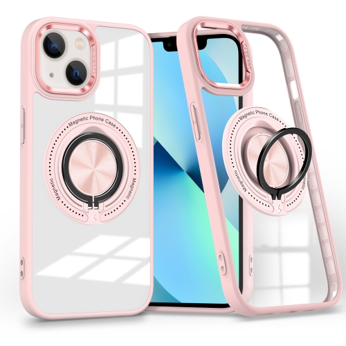 

For iPhone 13 Magnetic Rotating Ring Holder Phone Case(Pink)