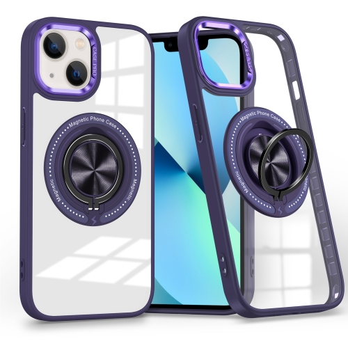 

For iPhone 13 Magnetic Rotating Ring Holder Phone Case(Dark Purple)