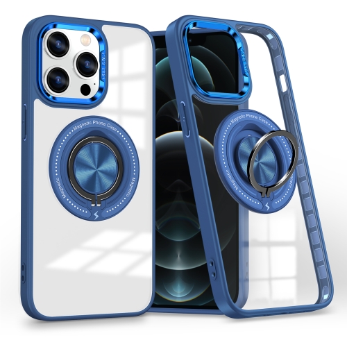 

For iPhone 12 Pro Magnetic Rotating Ring Holder Phone Case(Dark Blue)