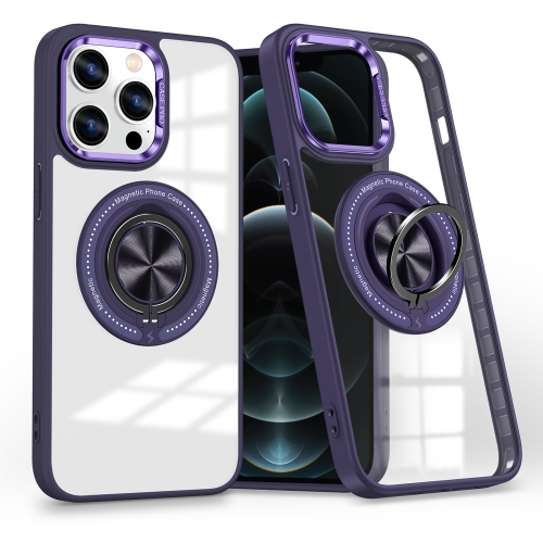 

For iPhone 12 Pro Magnetic Rotating Ring Holder Phone Case(Dark Purple)