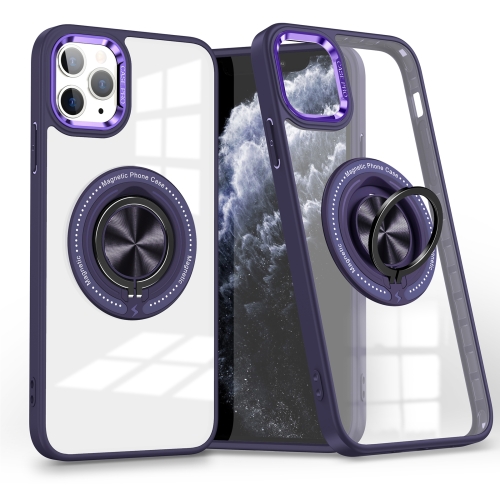 

For iPhone 11 Pro Magnetic Rotating Ring Holder Phone Case(Dark Purple)