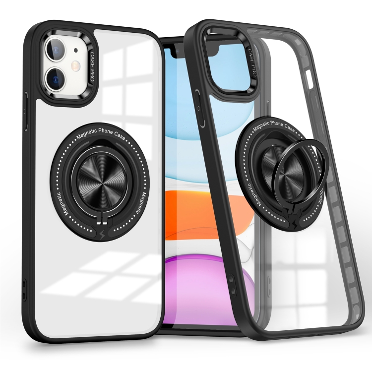 

For iPhone 11 Magnetic Rotating Ring Holder Phone Case(Black)