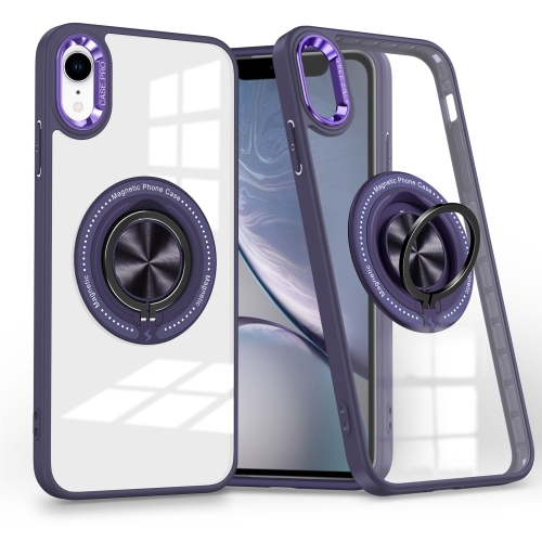 

For iPhone XR Magnetic Rotating Ring Holder Phone Case(Dark Purple)