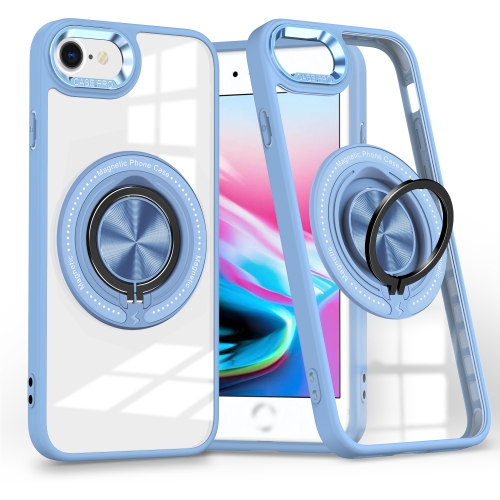 

For iPhone SE 2022 / 2020 / 8 / 7 Magnetic Rotating Ring Holder Phone Case(Light Blue)