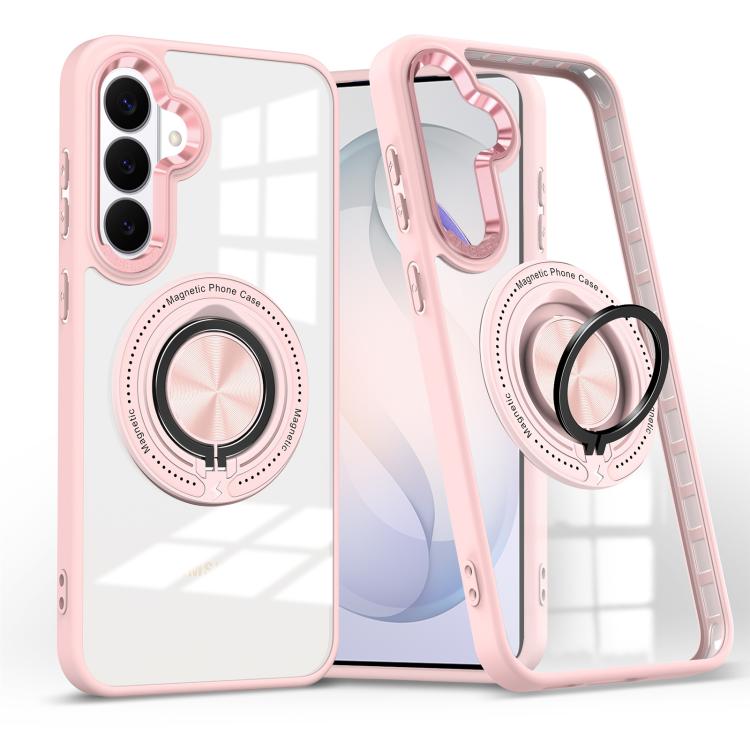 

For Samsung Galaxy S26+ 5G Magnetic Rotating Ring Holder Phone Case(Pink)