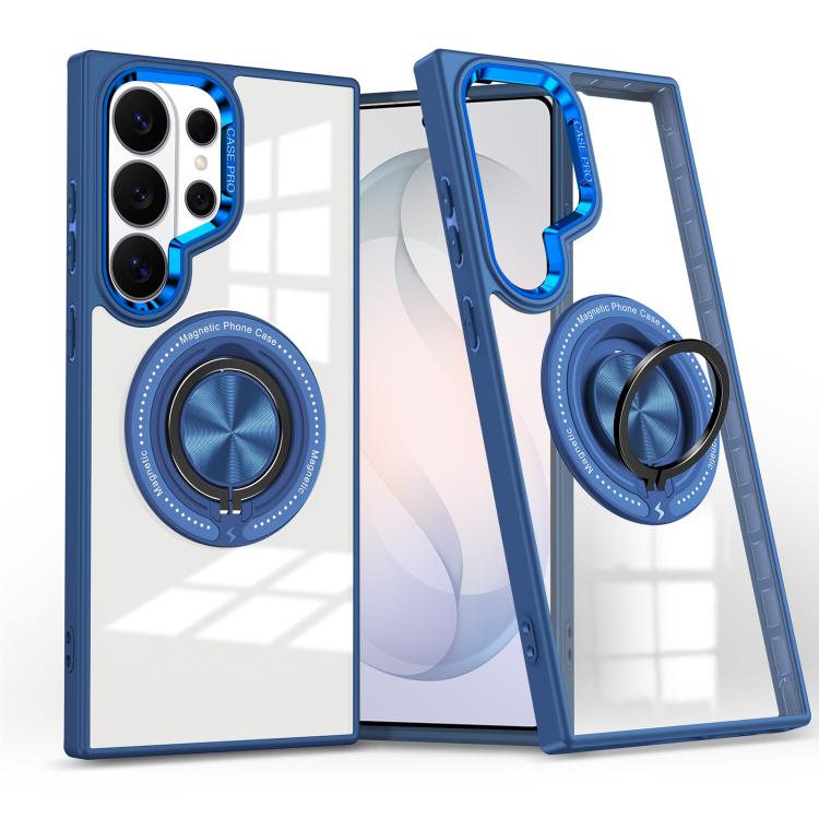 

For Samsung Galaxy S26 Ultra 5G Magnetic Rotating Ring Holder Phone Case(Dark Blue)