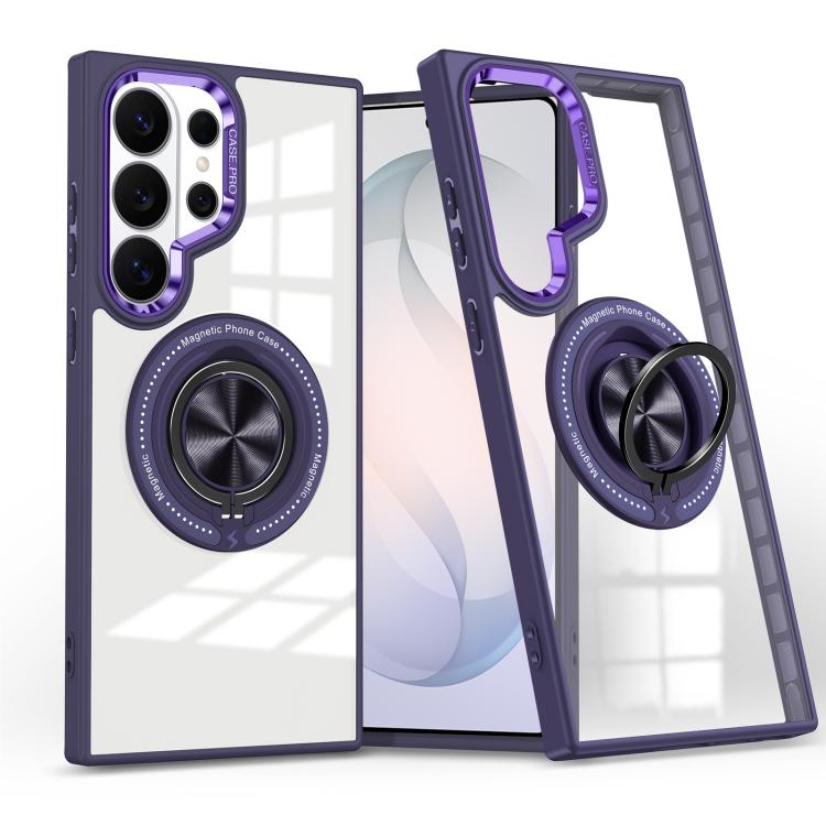 

For Samsung Galaxy S26 Ultra 5G Magnetic Rotating Ring Holder Phone Case(Dark Purple)