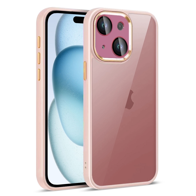 

For iPhone 15 Plus Colorful Armor Lens Film Translucent Phone Case(Pink)