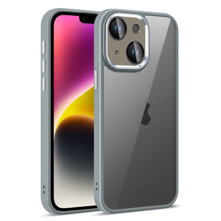 

For iPhone 14 Plus Colorful Armor Lens Film Translucent Phone Case(Grey)