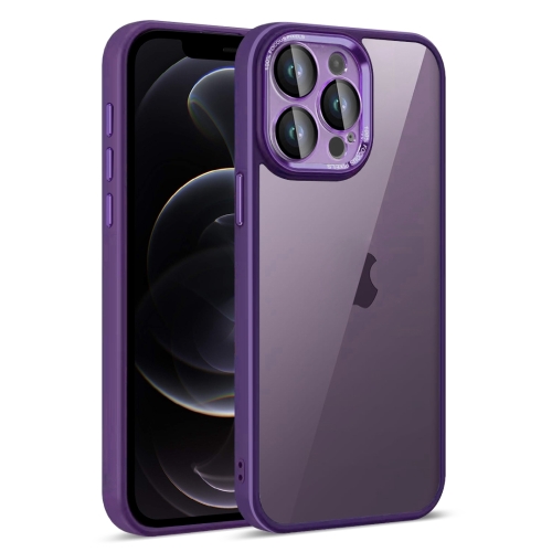 

For iPhone 12 Pro Colorful Armor Lens Film Translucent Phone Case(Purple)