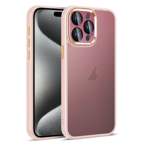 

For iPhone 15 Pro Max Colorful Armor Lens Film Translucent Skin Feel Phone Case(Pink)