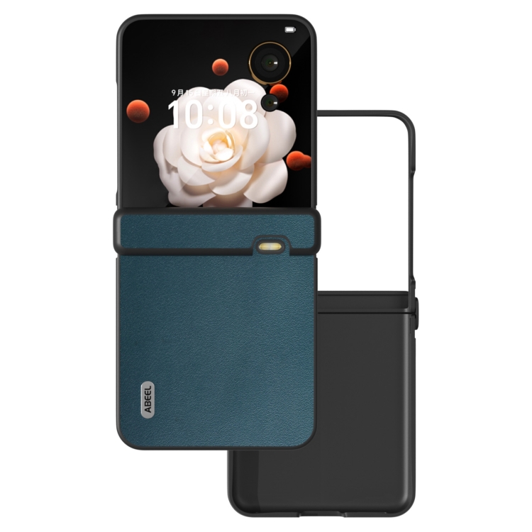 

For Honor Magic V Flip ABEEL Three Parts Genuine Leather Xiaoya Series Phone Case(Dark Green)