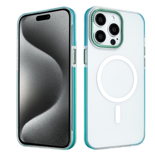

For iPhone 15 Pro Max Color Edge Skin Feel Frosted MagSafe Magnetic Phone Case(Blue)