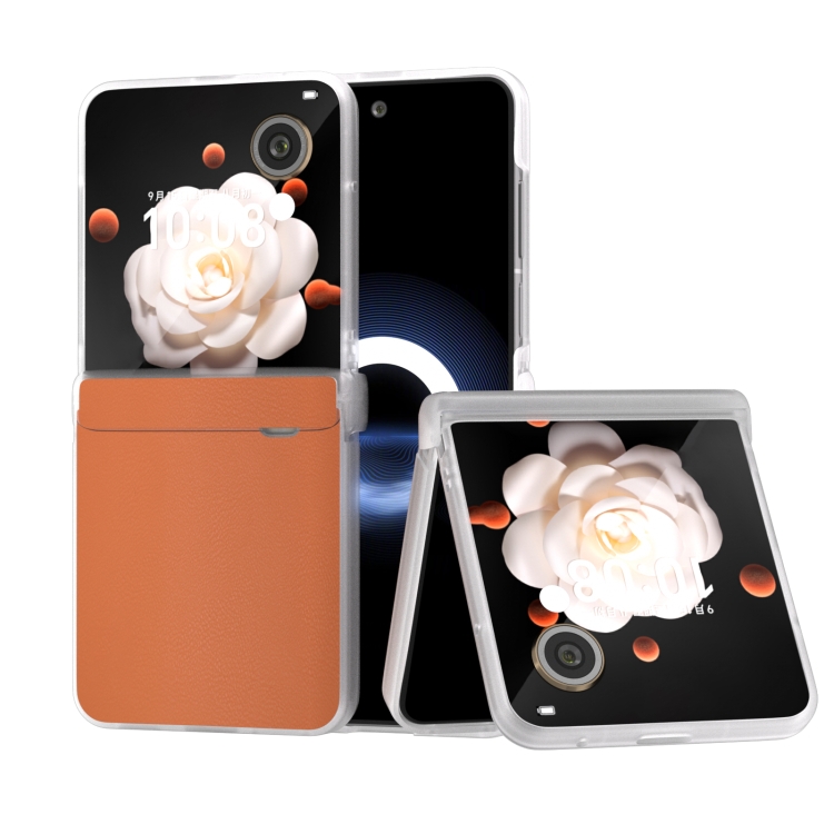 

For Honor Magic V Flip ABEEL Three Parts Frosted Translucent Frame PU Leather Full Coverage Phone Case(Orange)