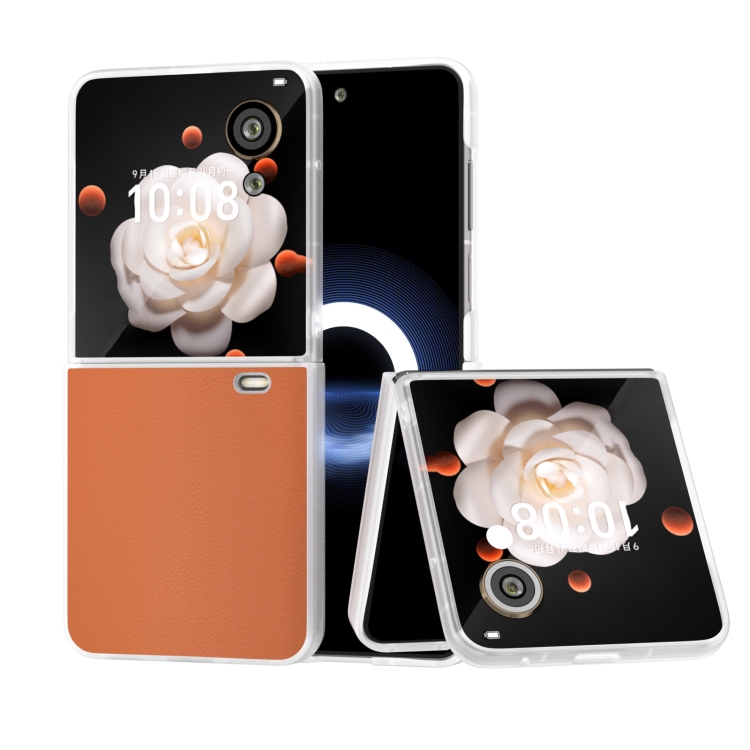 

For Honor Magic V Flip ABEEL Frosted Translucent Frame PU Leather Full Coverage Phone Case(Orange)
