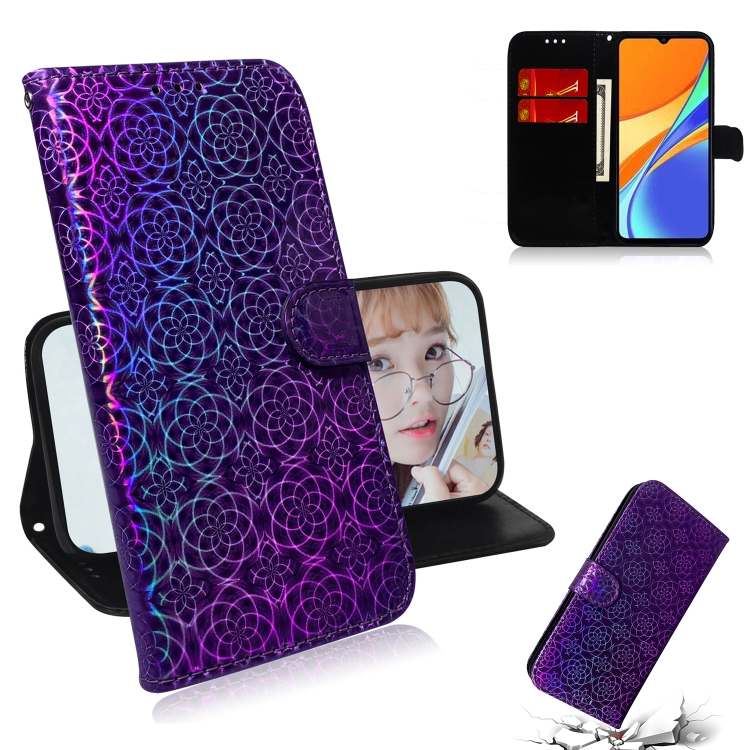 

For Xiaomi Redmi 9C Solid Color Colorful Magnetic Buckle Horizontal Flip PU Leather Case with Holder & Card Slots & Wallet & Lanyard(Purple)
