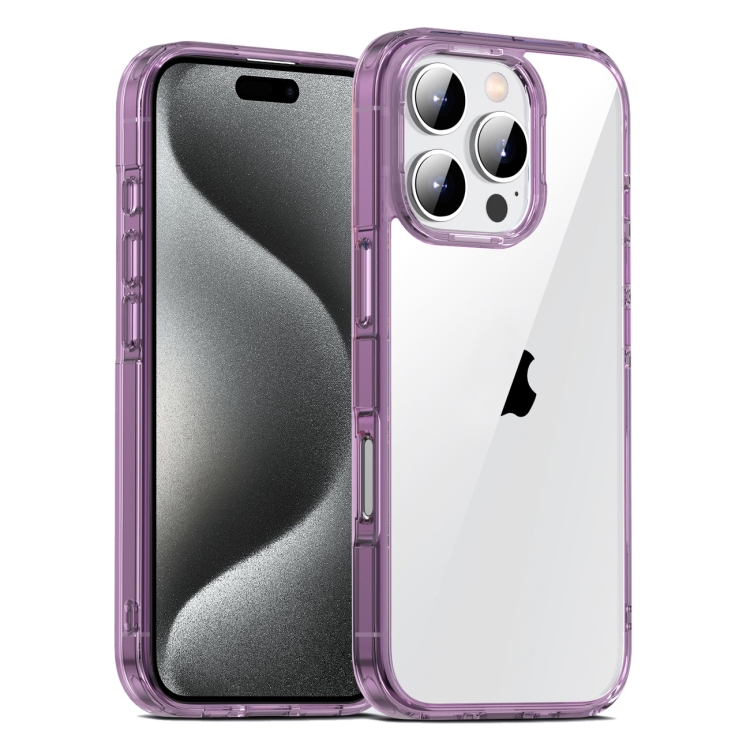 

For iPhone 15 Pro Max PC Hybrid TPU Full Coverage Shockproof Phone Case(Transparent Purple)