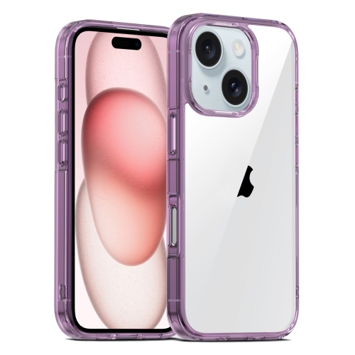 

For iPhone 15 PC Hybrid TPU Full Coverage Shockproof Phone Case(Transparent Purple)