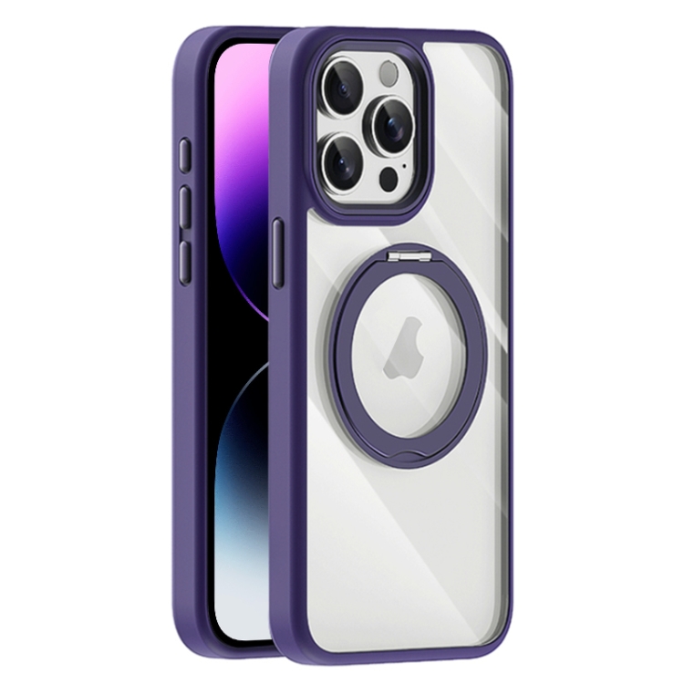 Kit 4 En 1 Pour IPhone 14 Pro Max : 2 étuis (transparent & Violet) + Protections écran Et Caméra