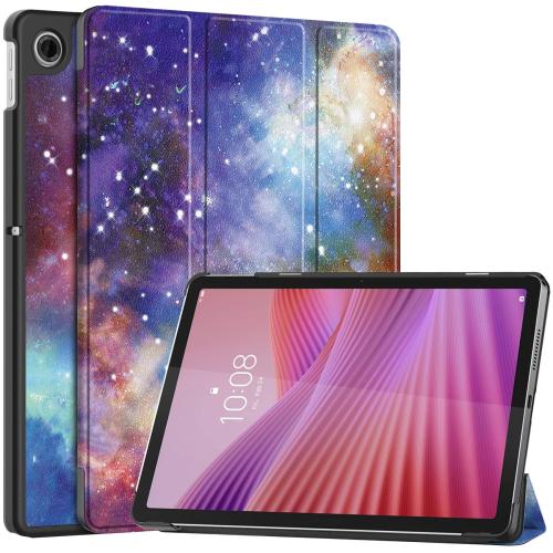 

For Lenovo Tab 10.1 / K10 2nd / S10 Custer Painted 3-Fold Holder Leather Smart Tablet Case(Starry Way Nebula)